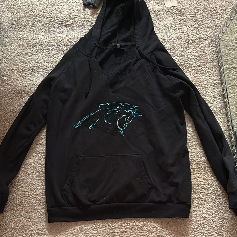 Black Hoodie with Blue Panther Design
